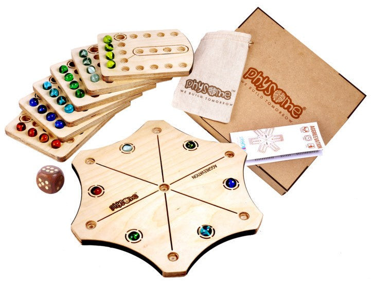 Wooden Aggravation Ludo Style Family Fun Board Game (6 Player)