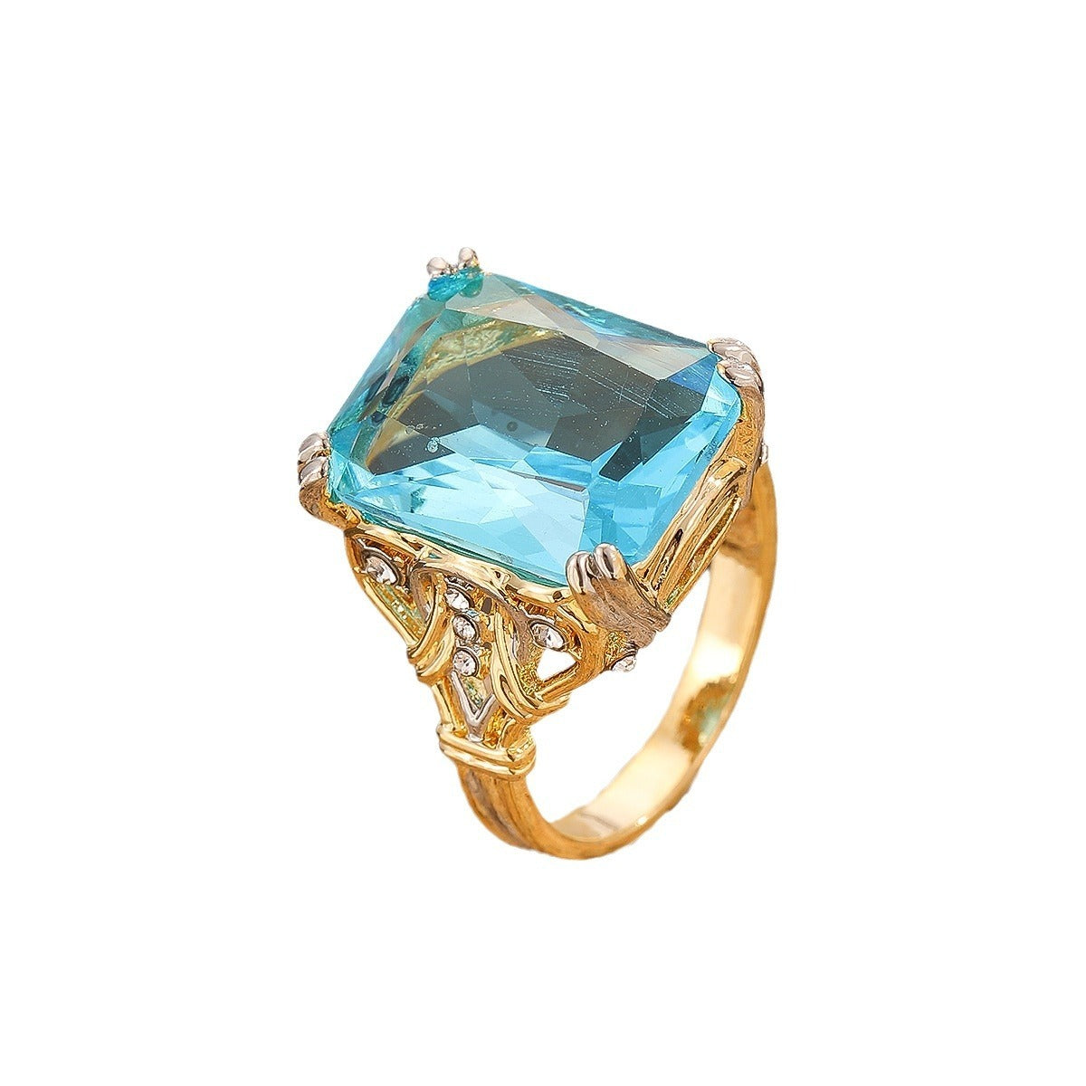 RETRO Geometric Hollow Inlaid Zircon Exquisite Ring