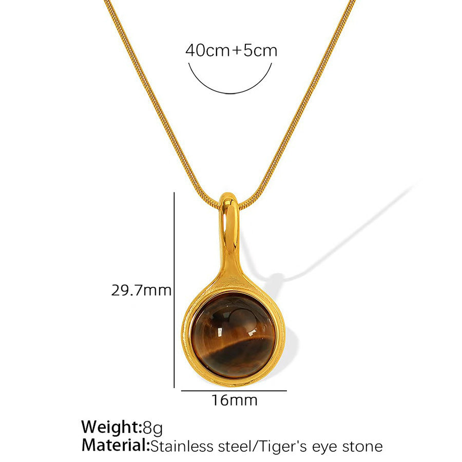 Retro Romantic Aura Advanced Light Luxury Natural Stone Gold-plated Long Necklace