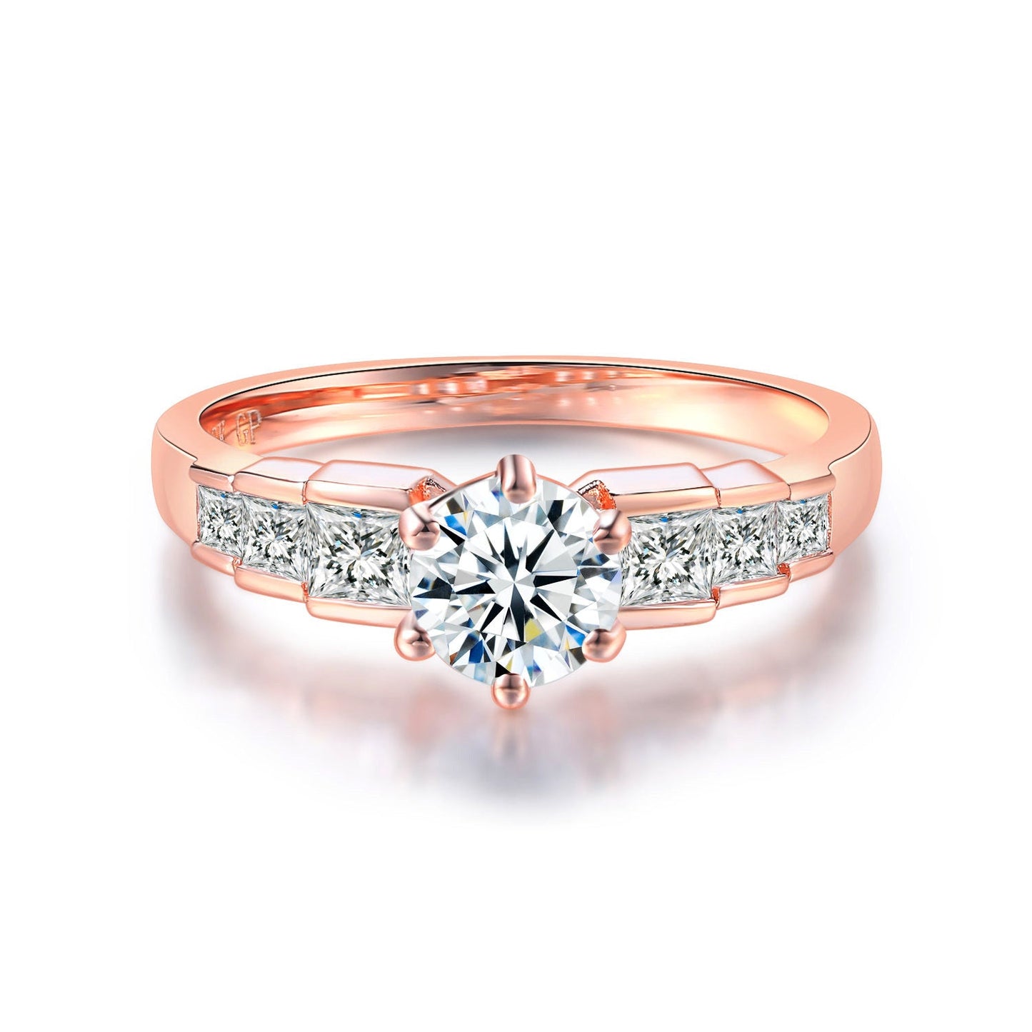 Square Zircon Bamboo Rose Gold Ring