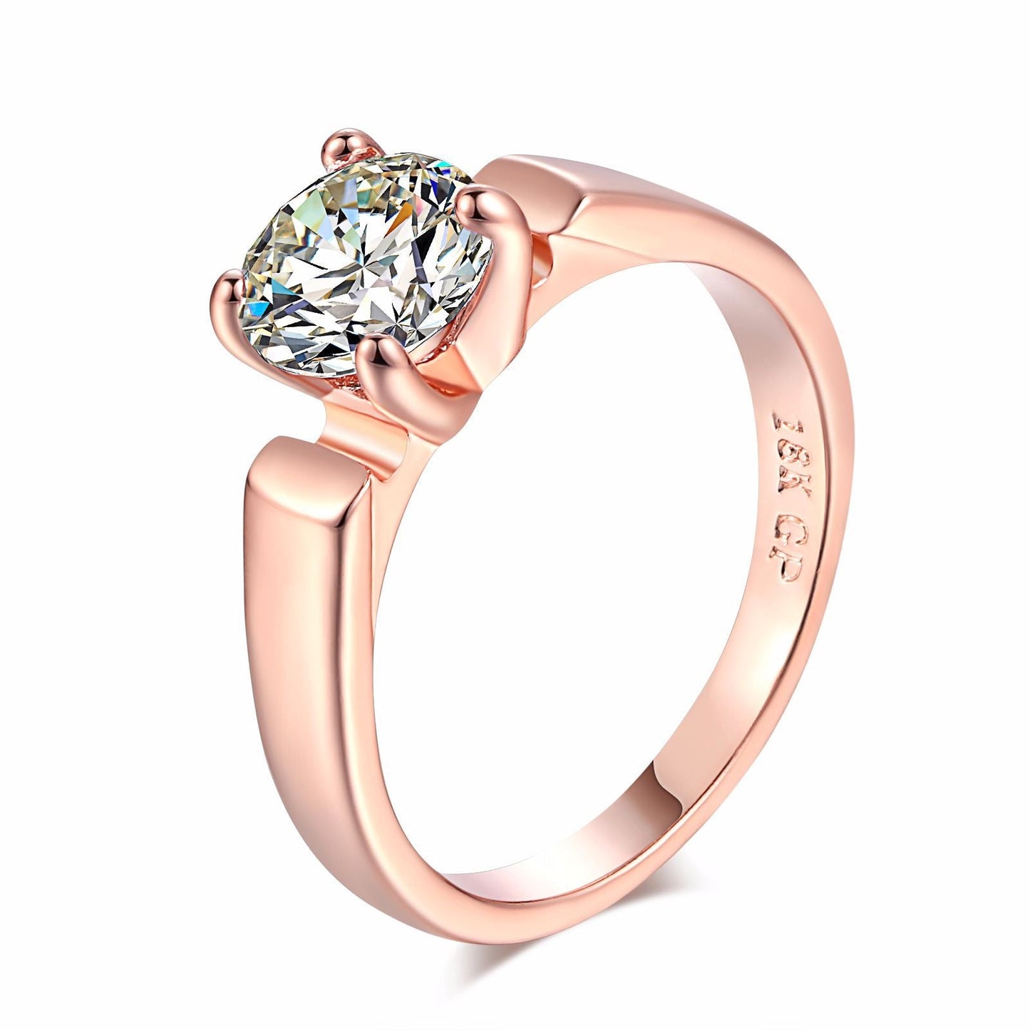Simple Single Diamond Wedding Ring Zircon Micro-inlaid Rose Gold Plated