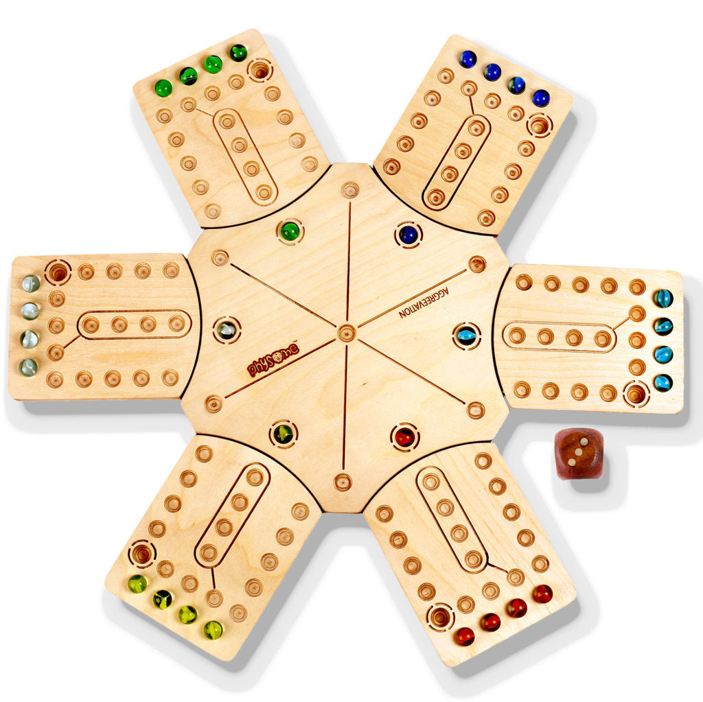 Wooden Aggravation Ludo Style Family Fun Board Game (6 Player)
