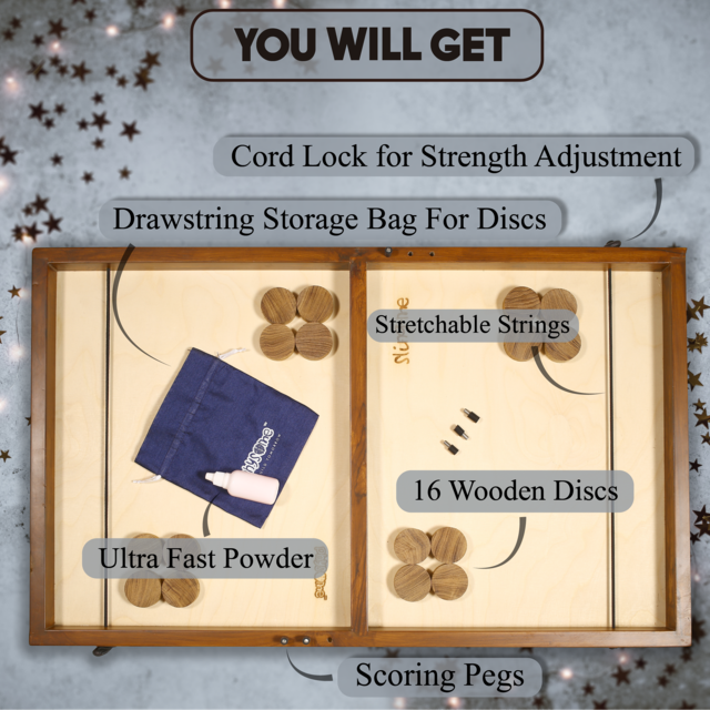 Sling-Me Fast Sling Puck Games Table Top Wooden Board Game