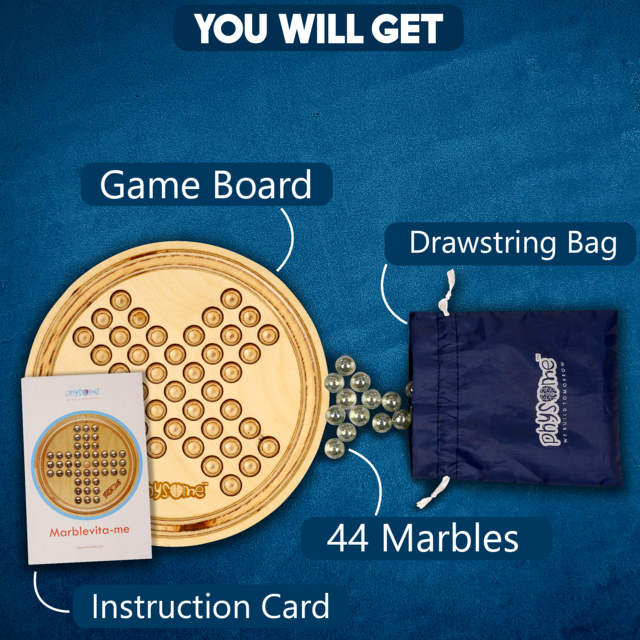 Marblevita Brainvita Pro 1 Players Table Top Wooden Board Game