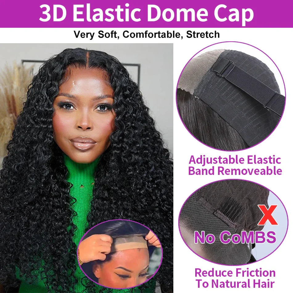 7X5 13X4 Water Wave Glueless Wig Ready to Wear PrePlucked 13X6 Deep Wave HD Lace Frontal Wig Curly Human Hair Wigs For Women