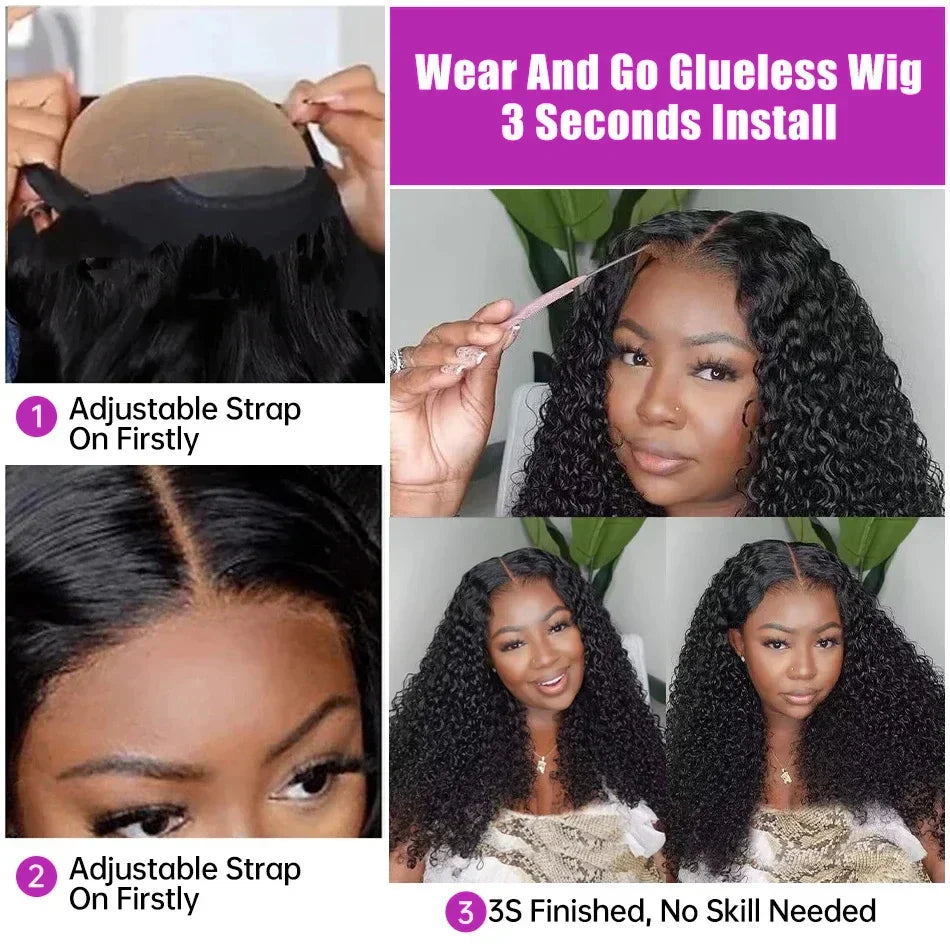 7X5 13X4 Water Wave Glueless Wig Ready to Wear PrePlucked 13X6 Deep Wave HD Lace Frontal Wig Curly Human Hair Wigs For Women