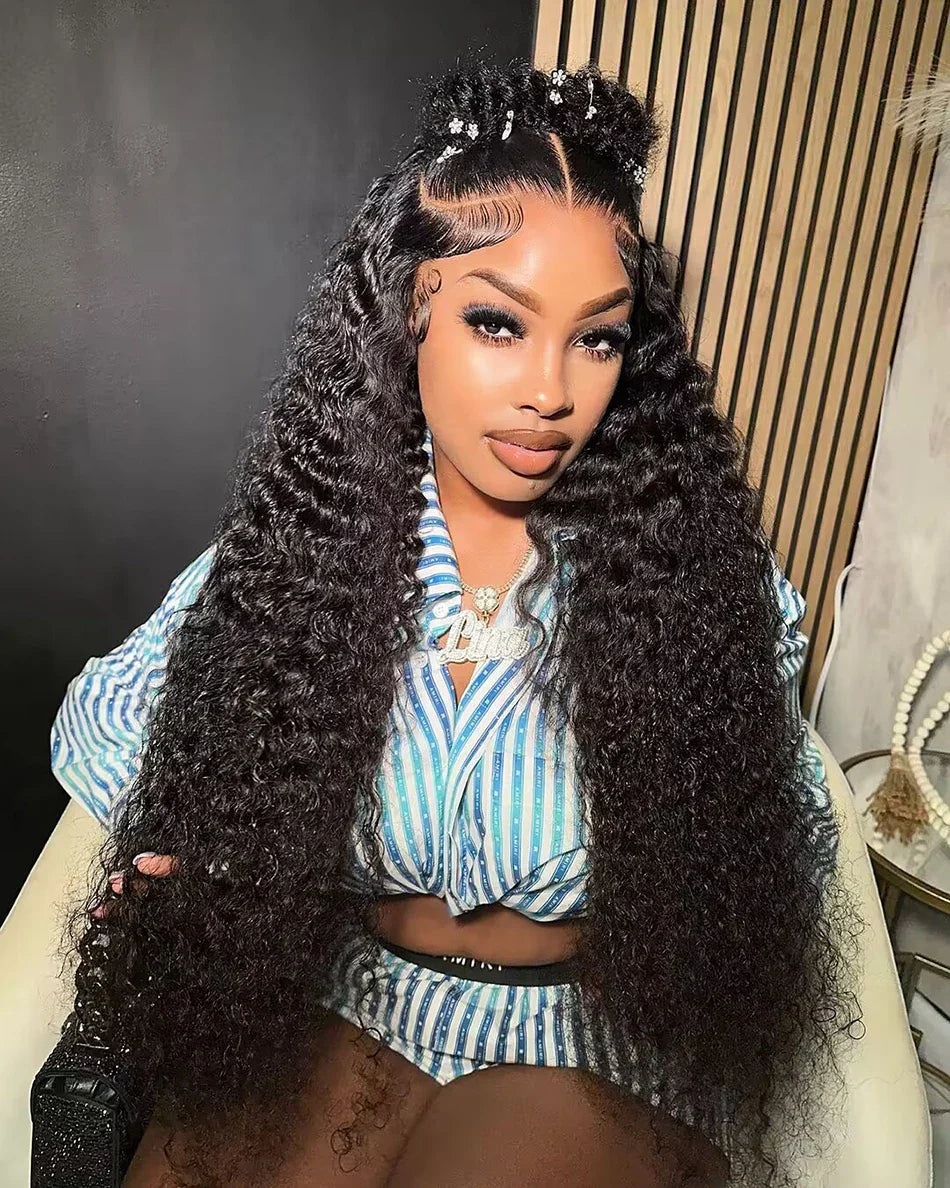 Pre Plucked Curly Human Hair Wigs Transparent Lace Front Wigs 13x6 HD Water Wave Curly Lace Frontal Human Hair Wigs For Women