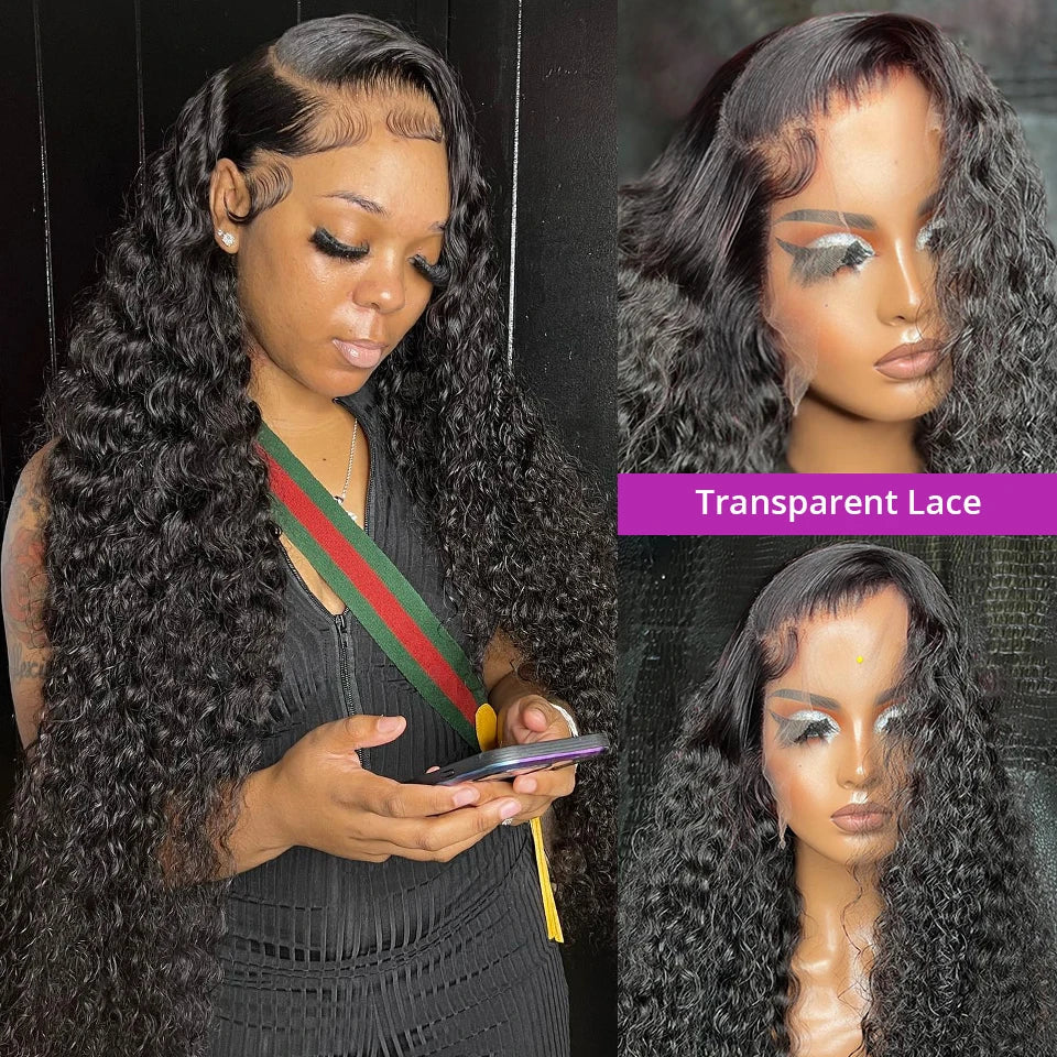 300% Density 40 46 Inch Deep Wave 13x6 HD Lace Front Human Hair Wig Loose Water Curly 13x4 Lace Frontal Wig Human Hair For Women