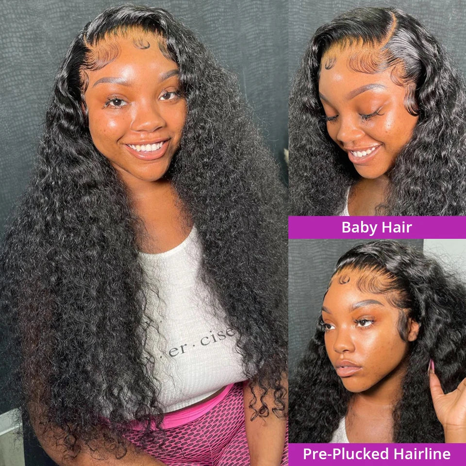300% Density 40 46 Inch Deep Wave 13x6 HD Lace Front Human Hair Wig Loose Water Curly 13x4 Lace Frontal Wig Human Hair For Women