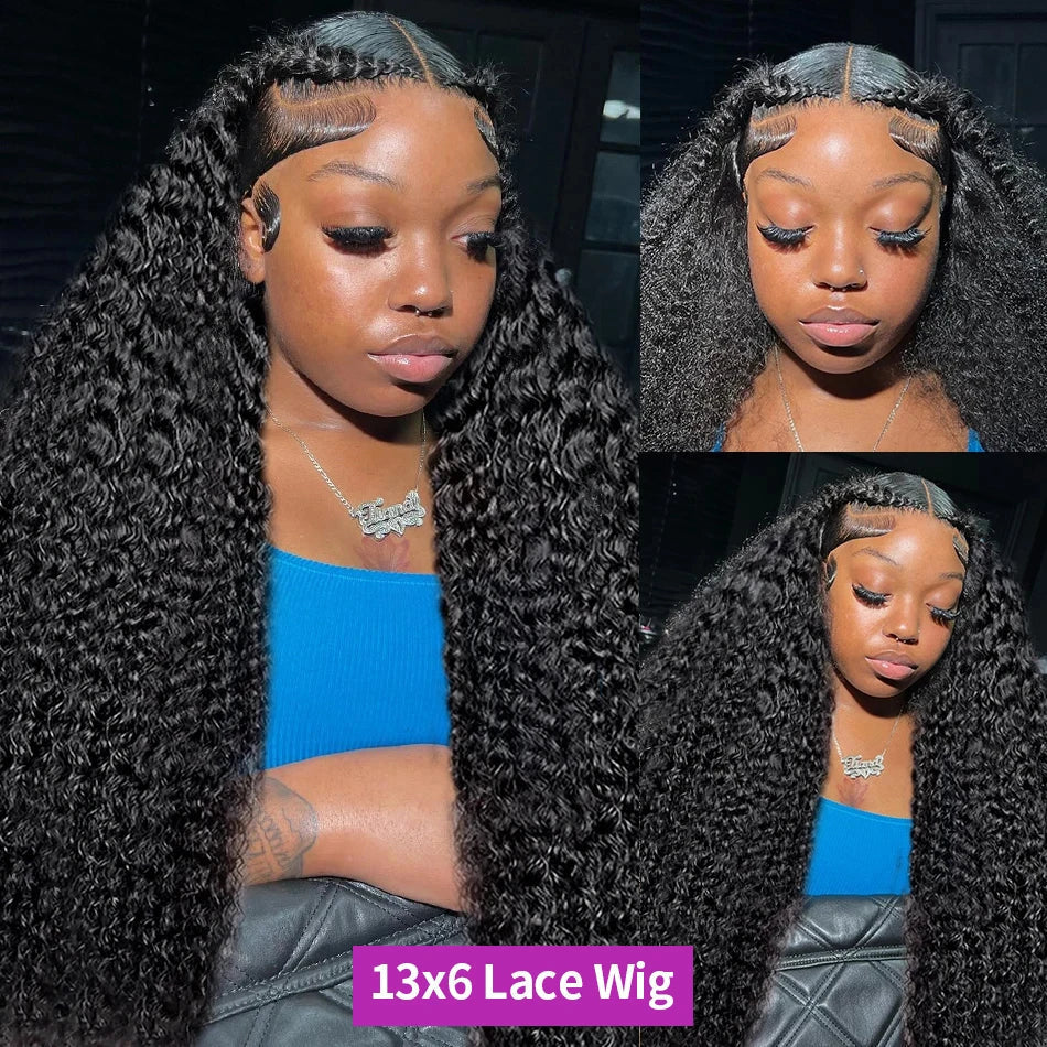 High Density 300% 40 46 Inch Deep Wave 13x6 HD Lace Front Human Hair Wig Water Wave Curly 13x4 360 Lace Frontal Wigs Human Hair