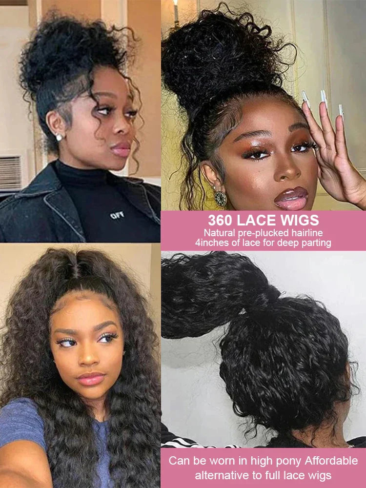 Deep Wave Curly Wigs 13x6 HD Lace Wig Human Hair 250 Density 13x4 HD Transparent Lace Frontal Glueless Wigs For Women 40 46 Inch