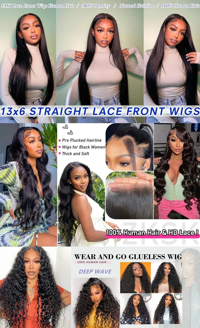 30 32 inch Transparent Deep Wave 13x6 Lace Front Human Hair Wigs 13x4 Lace Frontal Wig Human Hair Wigs 100% Human Hair Quality