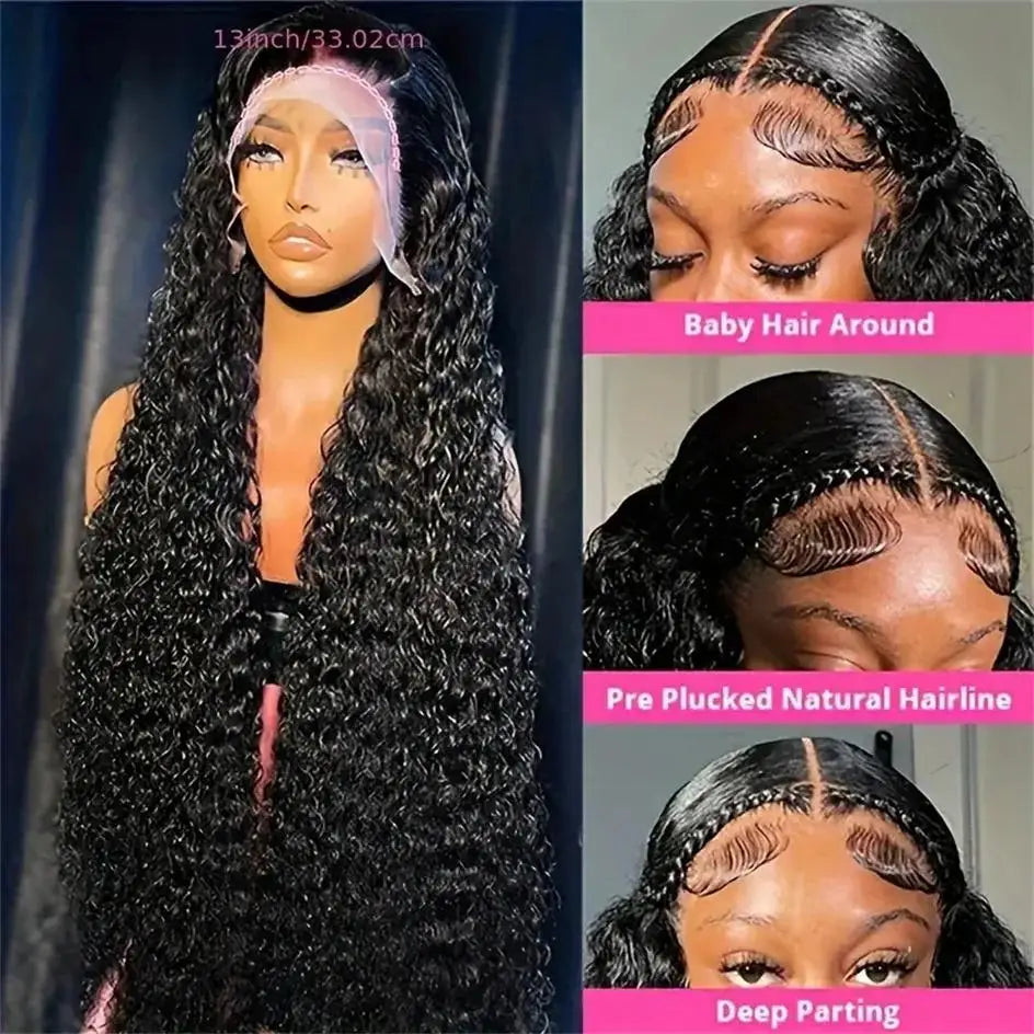 Super Sale Water Wave 13x4 Lace Front Real Human Hair Wigs For Black Women 30 Inch HD Wet And Wavy Loose Deep Wave Frontal Wig