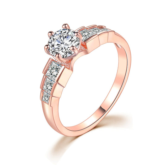 Square Zircon Bamboo Rose Gold Ring