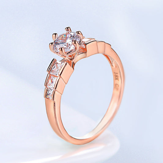 Square Zircon Bamboo Rose Gold Ring