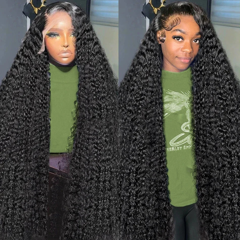 High Density 300% 40 46 Inch Deep Wave 13x6 HD Lace Front Human Hair Wig Water Wave Curly 13x4 360 Lace Frontal Wigs Human Hair