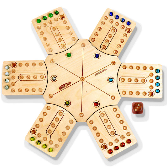 Wooden Aggravation Ludo Style Family Fun Board Game (6 Player)