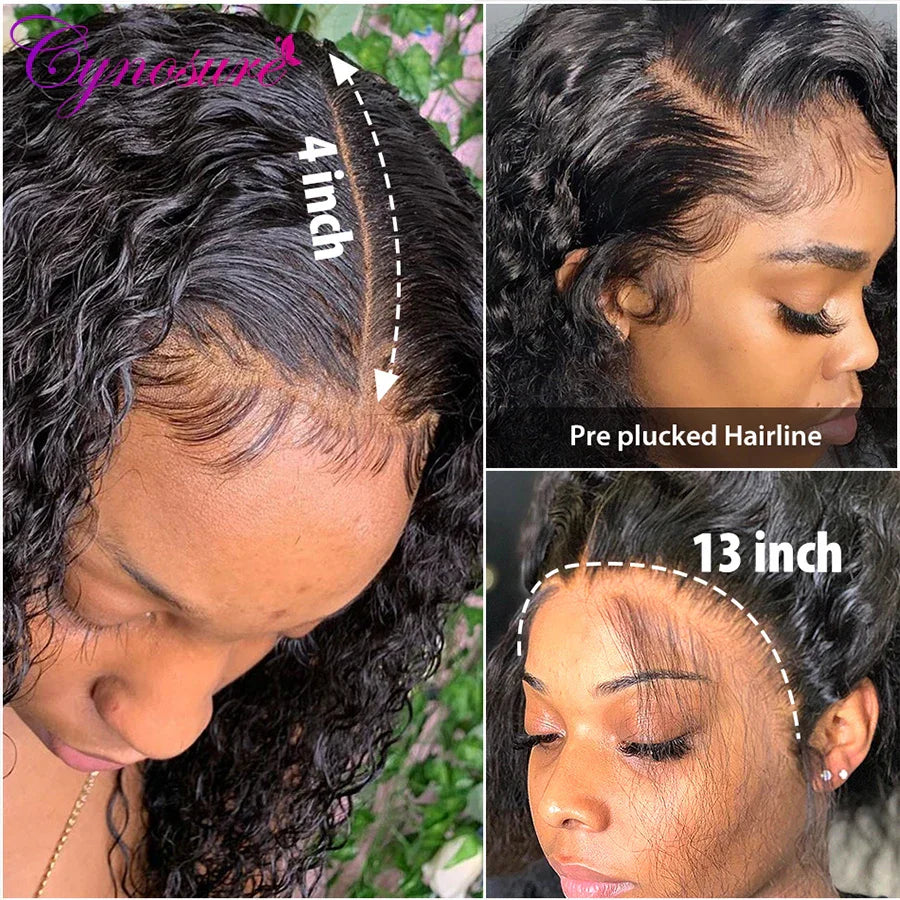 Cynosure Water Wave Lace Front Human Hair Wigs For Women PrePlucked 13x4/13x6 HD Transparent Lace Frontal Human Hair Wigs