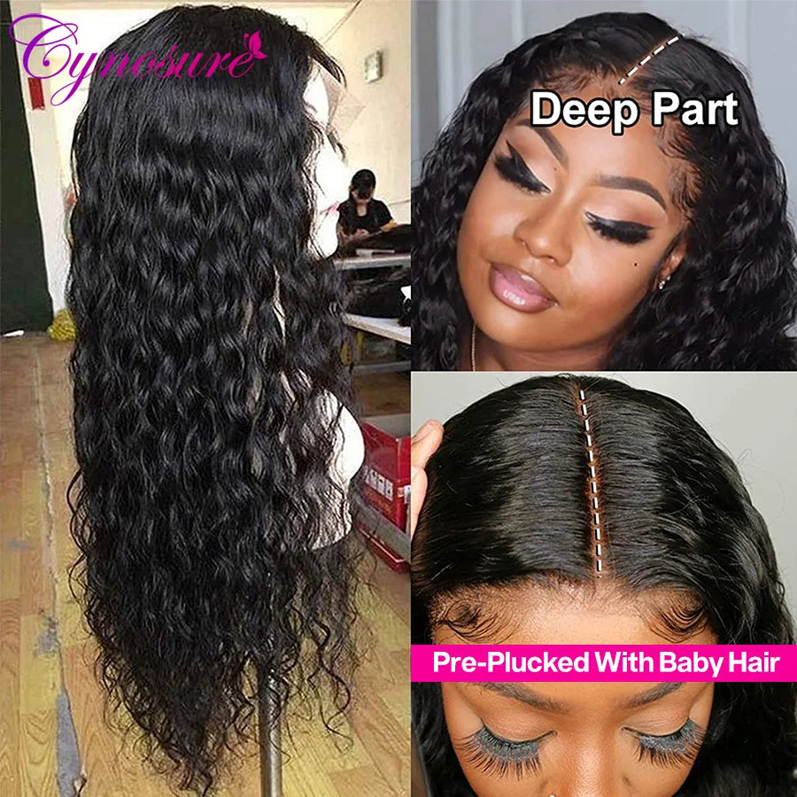 Cynosure Water Wave Lace Front Human Hair Wigs For Women PrePlucked 13x4/13x6 HD Transparent Lace Frontal Human Hair Wigs