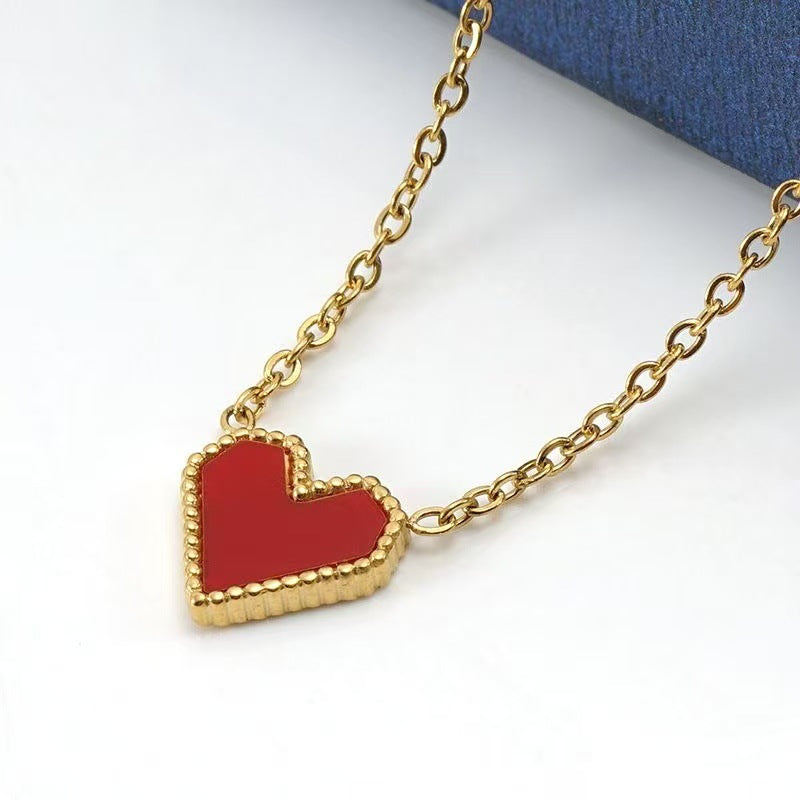Red Peach Heart Short Necklace For Ladies Necklace