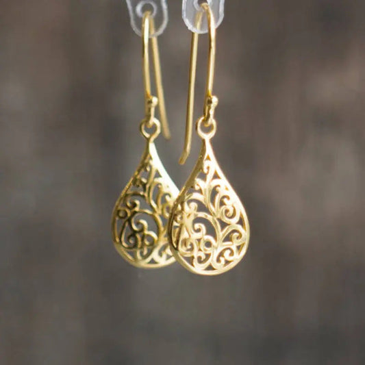 Retro Hollow Plant Pendant Earrings Party Personality