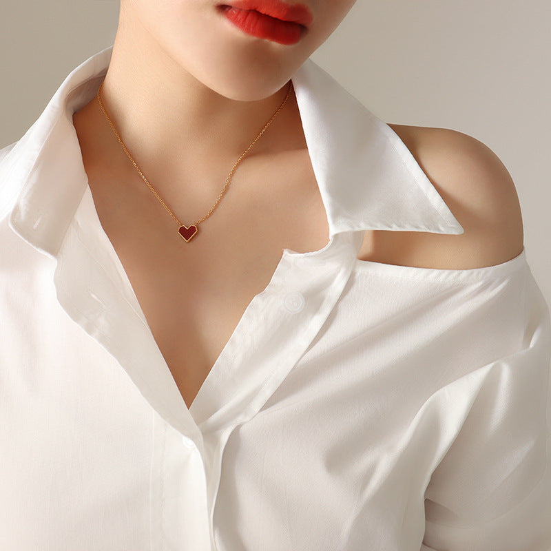Red Peach Heart Short Necklace For Ladies Necklace