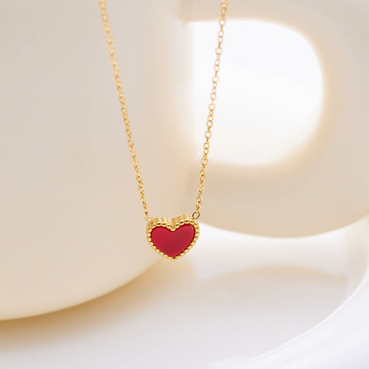 Red Peach Heart Short Necklace For Ladies Necklace