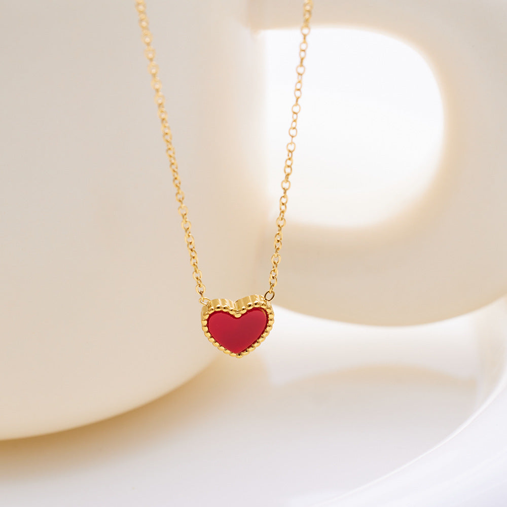 Red Peach Heart Short Necklace For Ladies Necklace