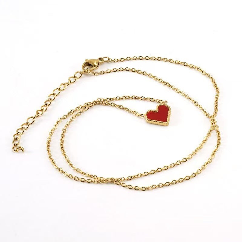 Red Peach Heart Short Necklace For Ladies Necklace