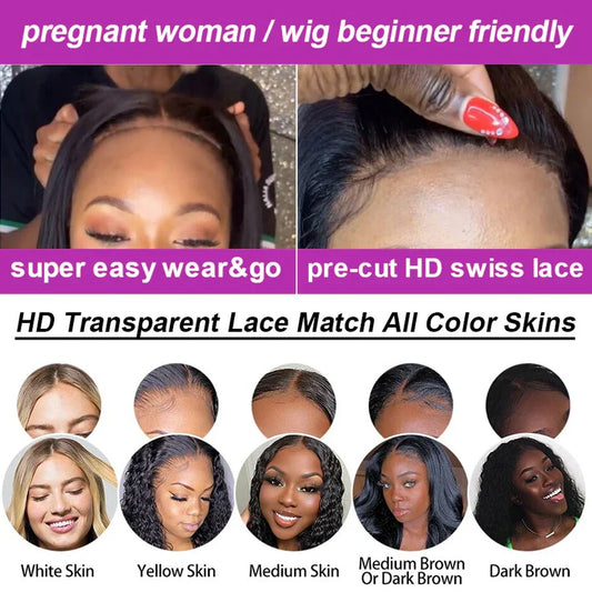 7X5 13X4 Water Wave Glueless Wig Ready to Wear PrePlucked 13X6 Deep Wave HD Lace Frontal Wig Curly Human Hair Wigs For Women