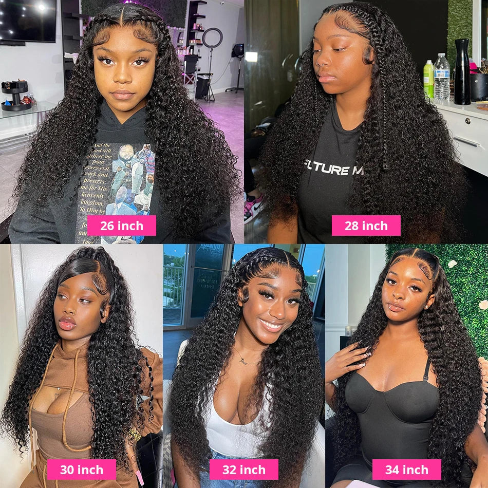 HD Deep Wave 13x4 Lace Frontal Human Hair Wig On Sale 28 30 32 Inch Brazilian Remy 200% Density Curly 4x4 Closure Wigs for Women