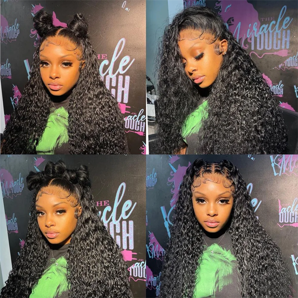 High Density 300% 40 46 Inch Deep Wave 13x6 HD Lace Front Human Hair Wig Water Wave Curly 13x4 360 Lace Frontal Wigs Human Hair