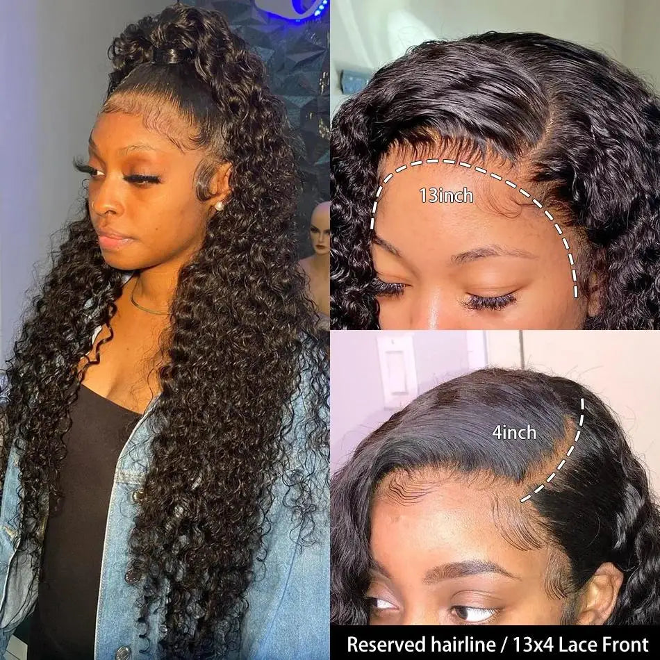 Super Sale Water Wave 13x4 Lace Front Real Human Hair Wigs For Black Women 30 Inch HD Wet And Wavy Loose Deep Wave Frontal Wig