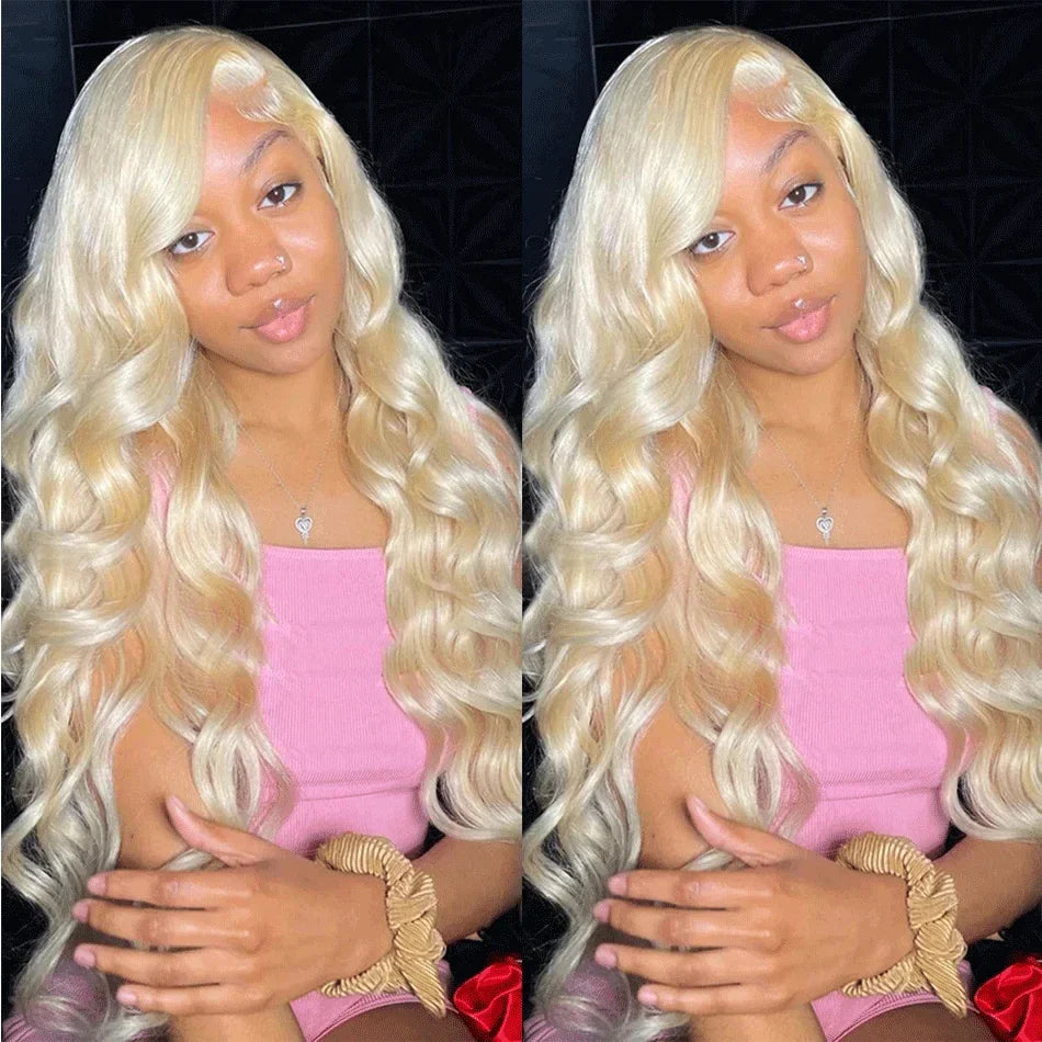Blonde 613 13x6 Lace Frontal Wigs Pre plucked Body Wave Human Hair Wigs HD 613 Lace Front Human Hair Wigs For Women Can Be Dyed