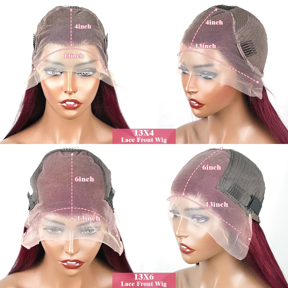 99J Burgundy Deep Wave 13x6 HD Lace Frontal Wig Human Hair Colored Curly Lace Front Human Hair Wigs Water Wave Red Lace Wigs