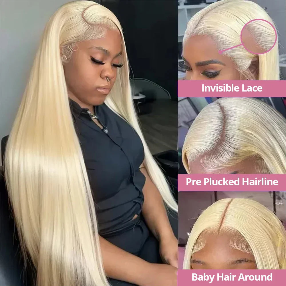 613 Honey Blonde 13x6 HD Lace Frontal Human Hair Wigs Transparent Brazilian Straight 13x4 Lace Frontal Human Hair Wigs For Women