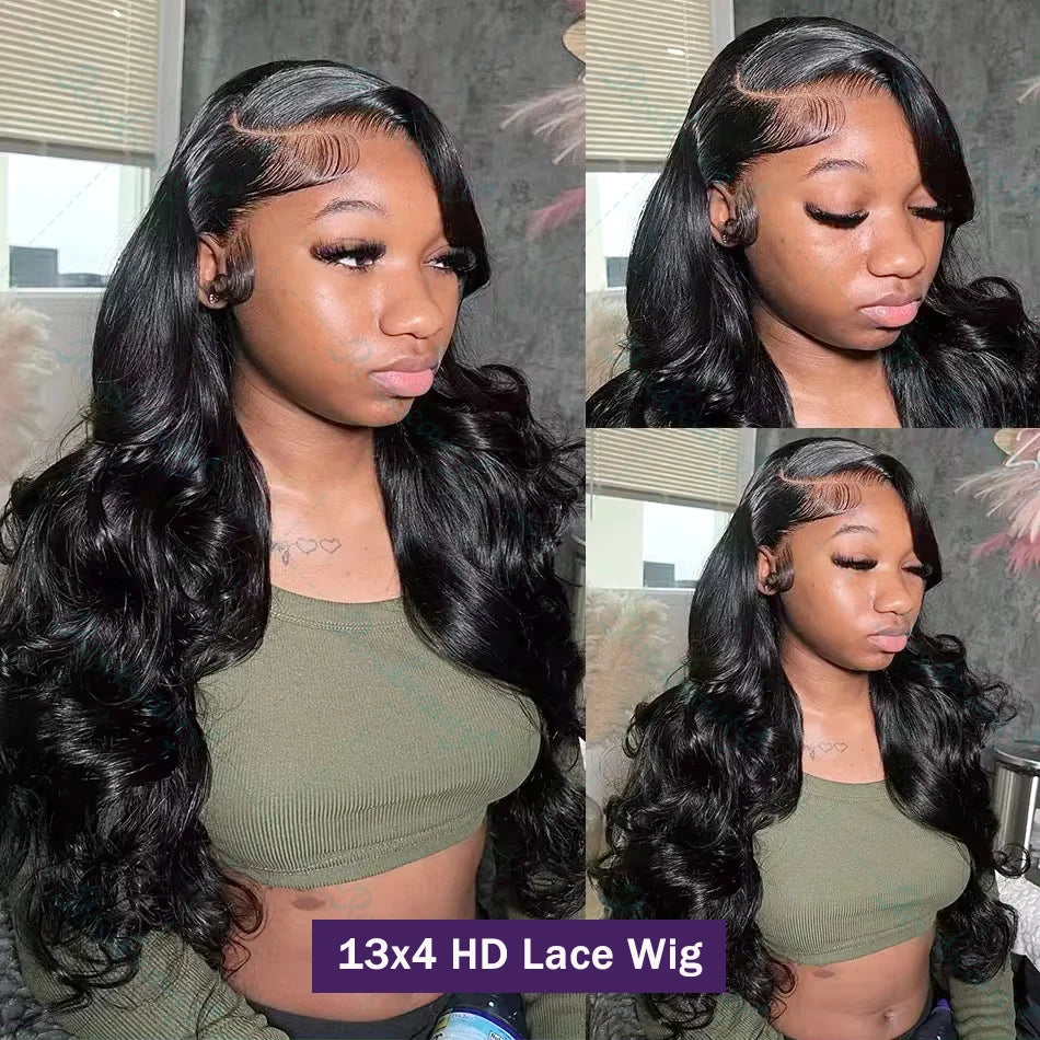 30 32 Inch Body Wave Transparent 13x6 Lace Frontal Human Hair Wigs Natural Color High Density 13x4 Lace Frontal Wig For Women