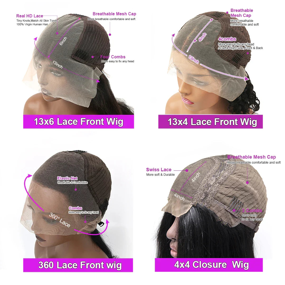 300% Density 40 46 Inch Deep Wave 13x6 HD Lace Front Human Hair Wig Loose Water Curly 13x4 Lace Frontal Wig Human Hair For Women