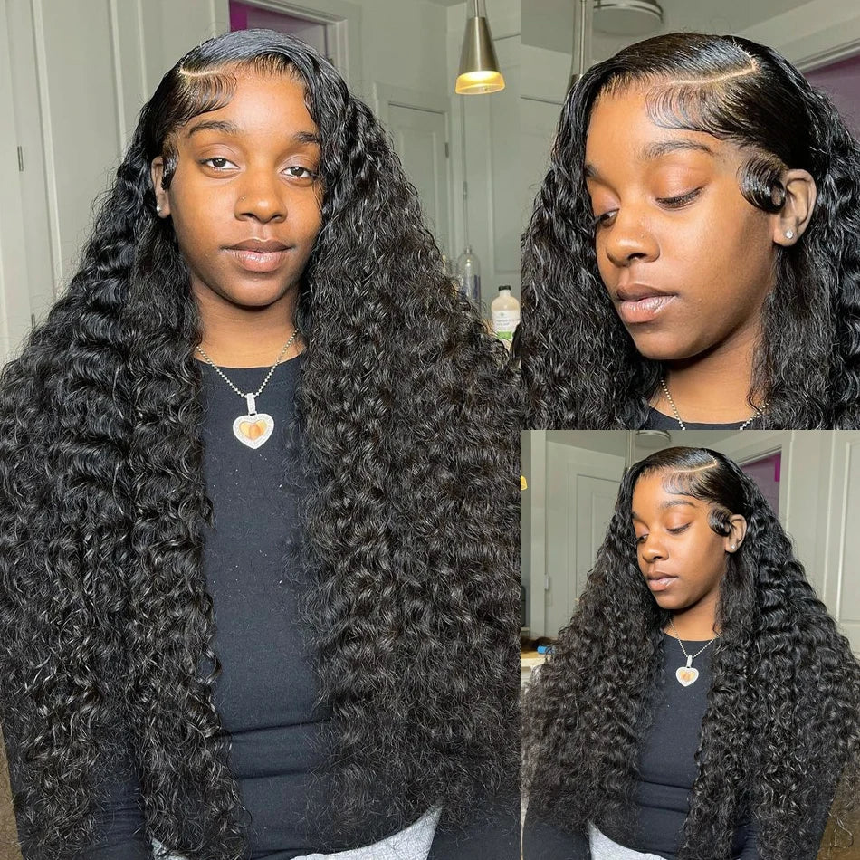 HD Deep Wave 13x4 Lace Frontal Human Hair Wig On Sale 28 30 32 Inch Brazilian Remy 200% Density Curly 4x4 Closure Wigs for Women