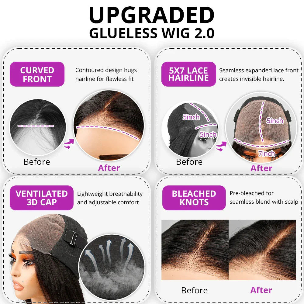 7X5 13X4 Water Wave Glueless Wig Ready to Wear PrePlucked 13X6 Deep Wave HD Lace Frontal Wig Curly Human Hair Wigs For Women