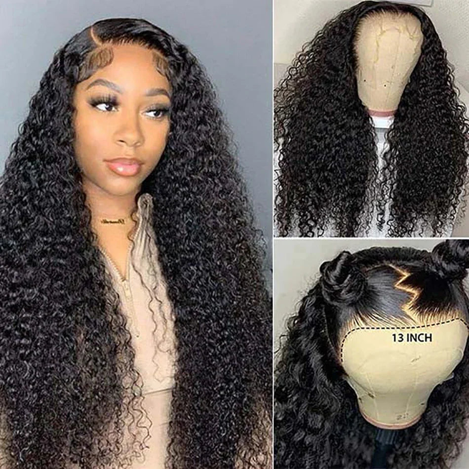 Pre Plucked Curly Human Hair Wigs Transparent Lace Front Wigs 13x6 HD Water Wave Curly Lace Frontal  Human Hair Wigs For Women