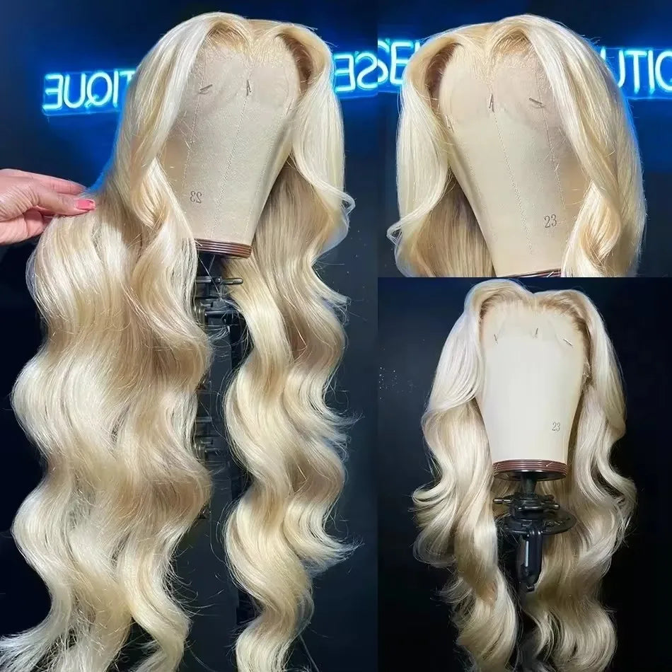 Blonde 613 13x6 Lace Frontal Wigs Pre plucked Body Wave Human Hair Wigs HD 613 Lace Front Human Hair Wigs For Women Can Be Dyed