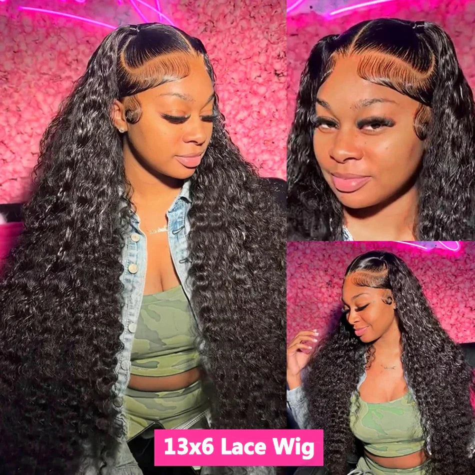 Pre Plucked Curly Human Hair Wigs Transparent Lace Front Wigs 13x6 HD Water Wave Curly Lace Frontal  Human Hair Wigs For Women