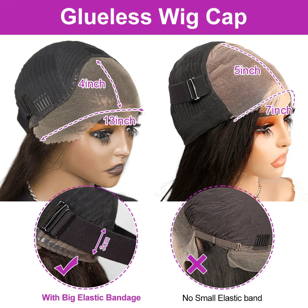 7X5 13X4 Water Wave Glueless Wig Ready to Wear PrePlucked 13X6 Deep Wave HD Lace Frontal Wig Curly Human Hair Wigs For Women