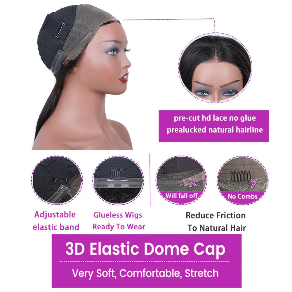7X5 13X4 Water Wave Glueless Wig Ready to Wear PrePlucked 13X6 Deep Wave HD Lace Frontal Wig Curly Human Hair Wigs For Women