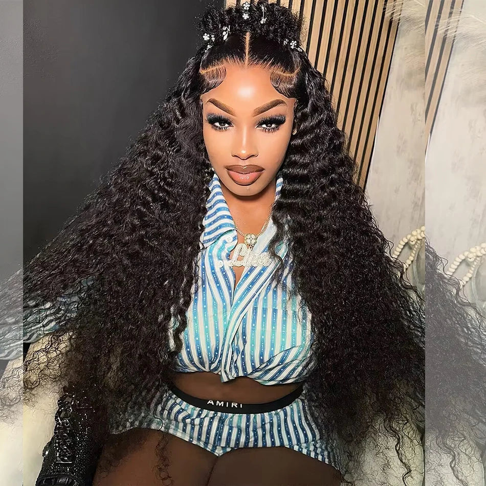 Pre Plucked Curly Human Hair Wigs Transparent Lace Front Wigs 13x6 HD Water Wave Curly Lace Frontal  Human Hair Wigs For Women