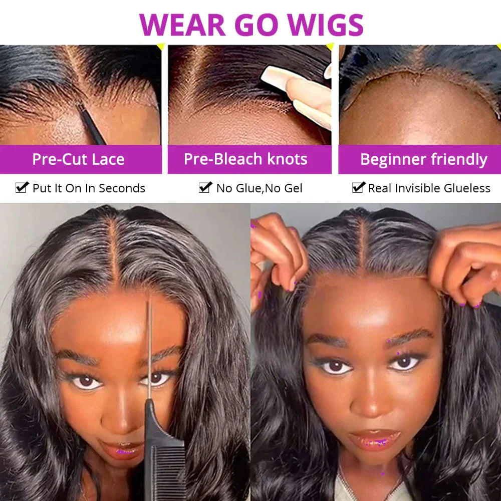 7X5 13X4 Water Wave Glueless Wig Ready to Wear PrePlucked 13X6 Deep Wave HD Lace Frontal Wig Curly Human Hair Wigs For Women