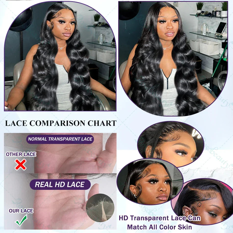30 32 Inch Body Wave Transparent 13x6 Lace Frontal Human Hair Wigs Natural Color High Density 13x4 Lace Frontal Wig For Women
