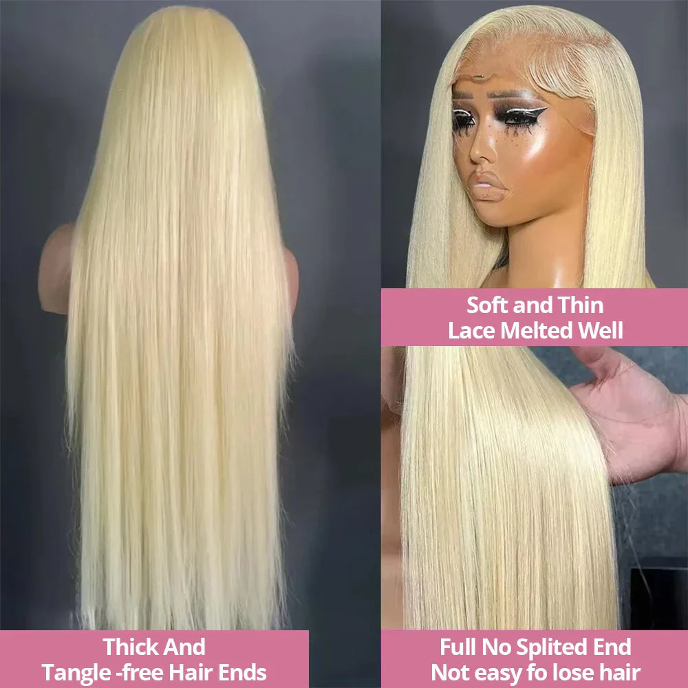 613 Honey Blonde 13x6 HD Lace Frontal Human Hair Wigs Transparent Brazilian Straight 13x4 Lace Frontal Human Hair Wigs For Women