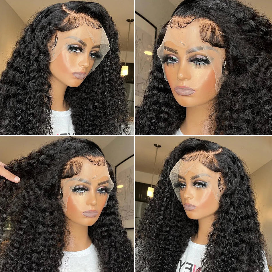 HD Deep Wave 13x4 Lace Frontal Human Hair Wig On Sale 28 30 32 Inch Brazilian Remy 200% Density Curly 4x4 Closure Wigs for Women